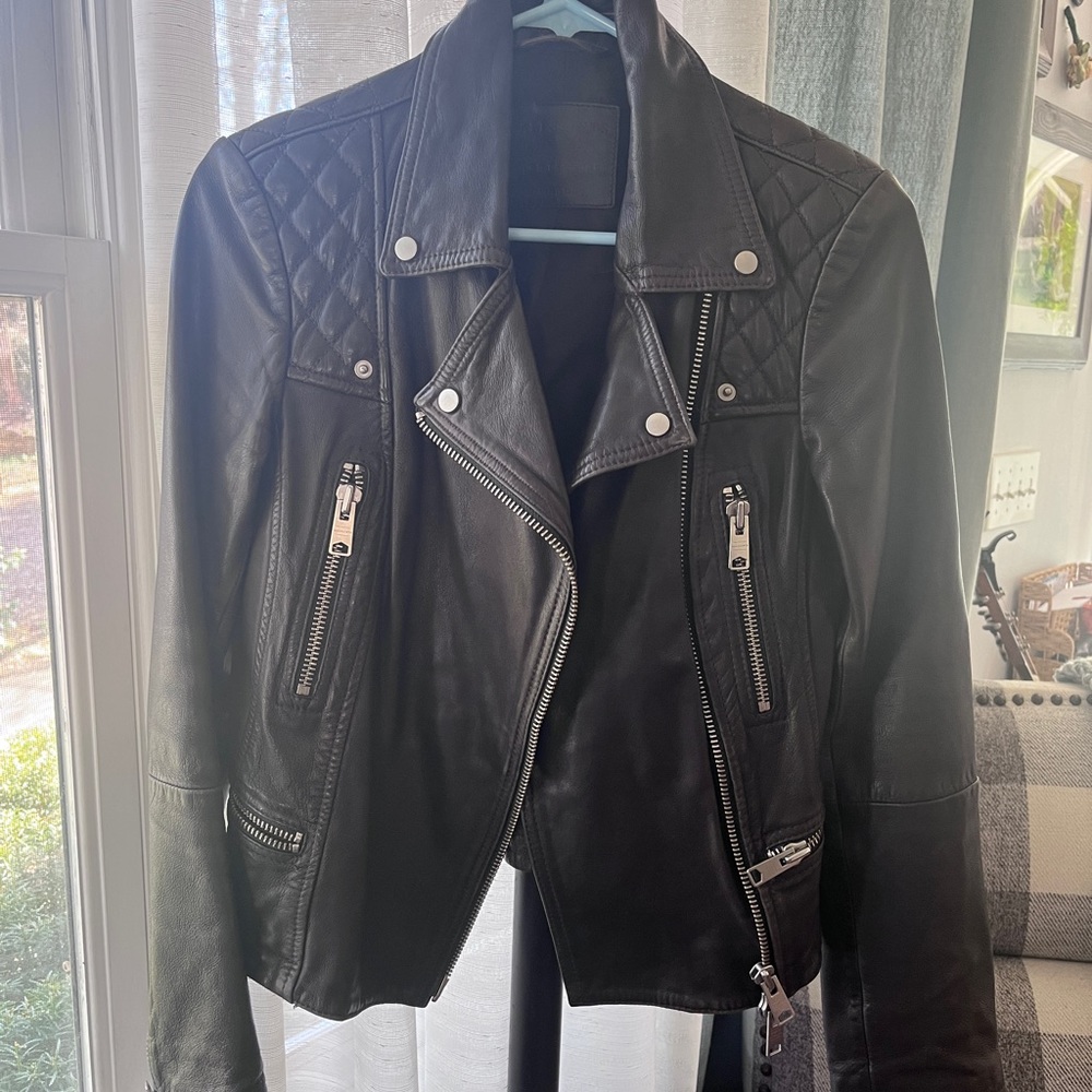 All Saints Cargo Leather Moto Jacket